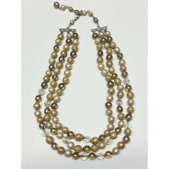 Vintage Jewelry - Japan vintage beaded multi strand necklace